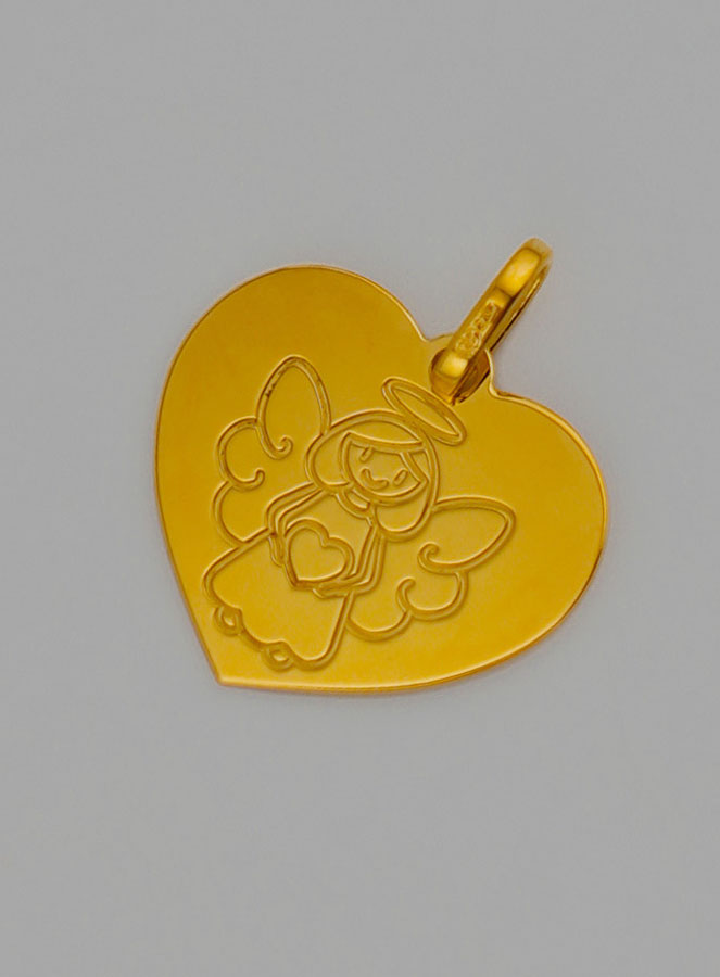 Medalla Ángel de la Guarda Corazón Modelo Niña de Oro (pic 2)
