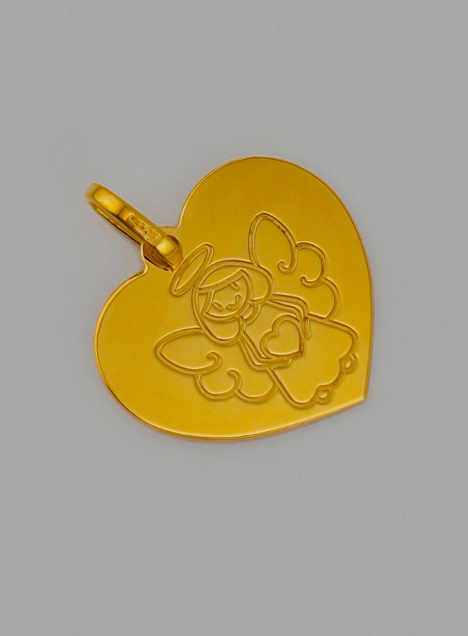 Medalla Ángel de la Guarda Corazón Modelo Niña de Oro (pic 3)