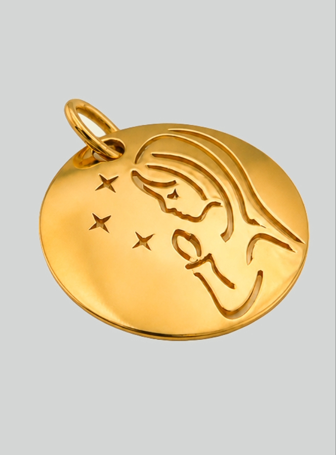 Medalha Virgem em Oração com Estrelas em Ouro 9 Quilates (pic 2)
