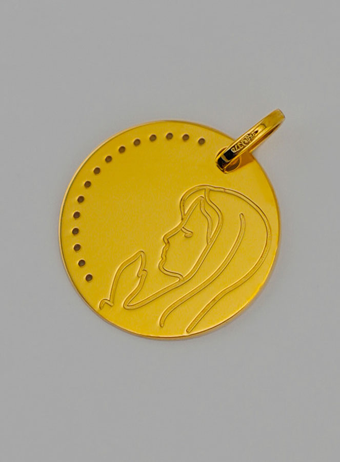 Medalla de Bautizo Virgen Orando de Oro 9 Kilates (pic 3)