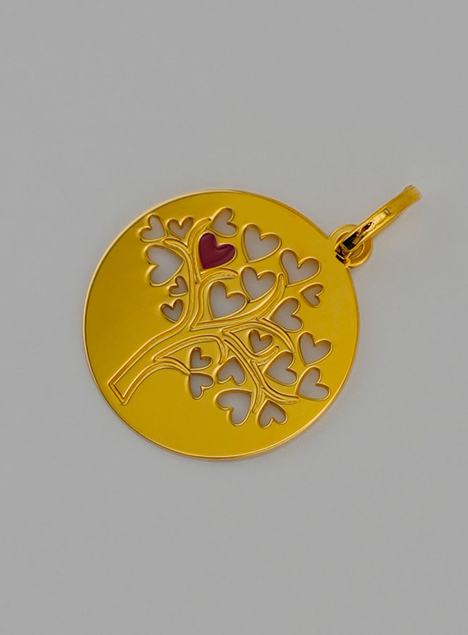 Medalla Árbol de Vida y Corazón Rojo de Oro (pic 3)
