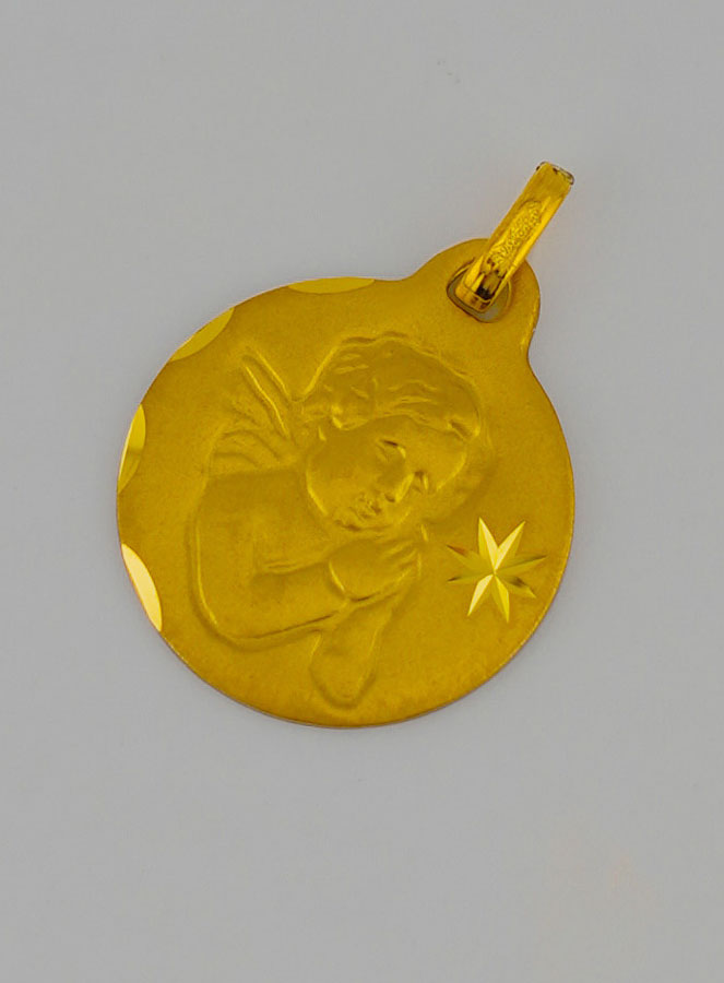 Medalla de Ángel de la Guarda Protector Orando de Oro (pic 3)