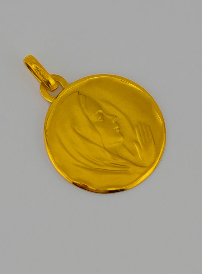 Medalla de Bautizo Virgen María con el Velo Perfil Derecho de Oro (pic 2)
