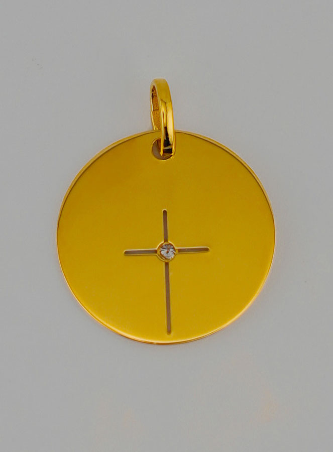 Medalla Cruz de Jesús Calada de Oro y 1 Diamantes (pic 4)