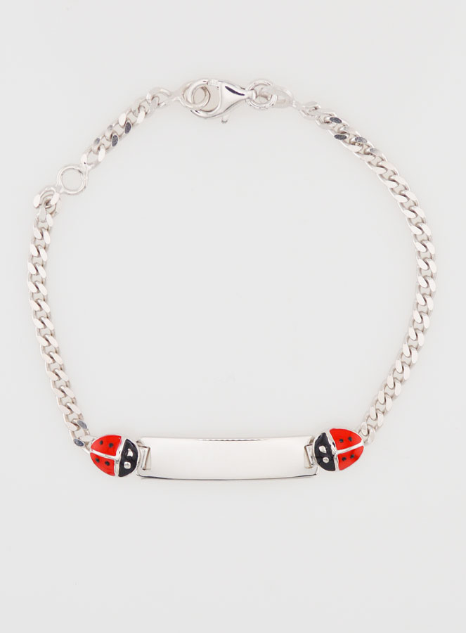 Pulseira de Batismo em Prata para Gravação - 2 Joaninhas (pic 2)