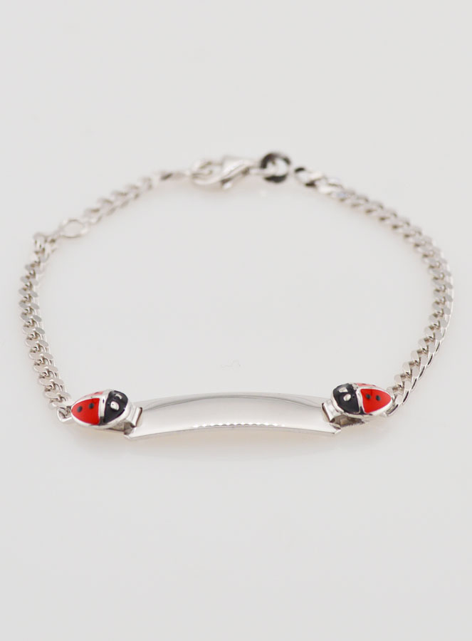 Pulseira de Batismo em Prata para Gravação - 2 Joaninhas (pic 3)
