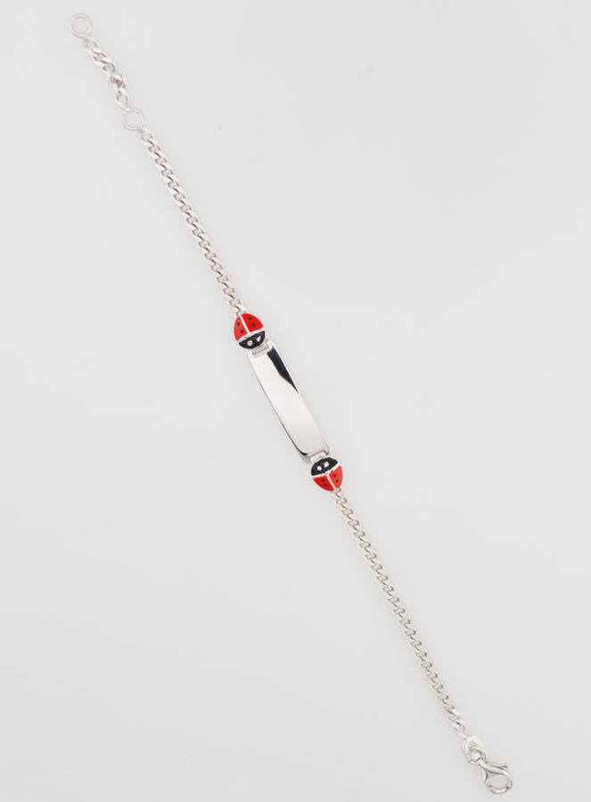 Pulseira de Batismo em Prata para Gravação - 2 Joaninhas (pic 4)