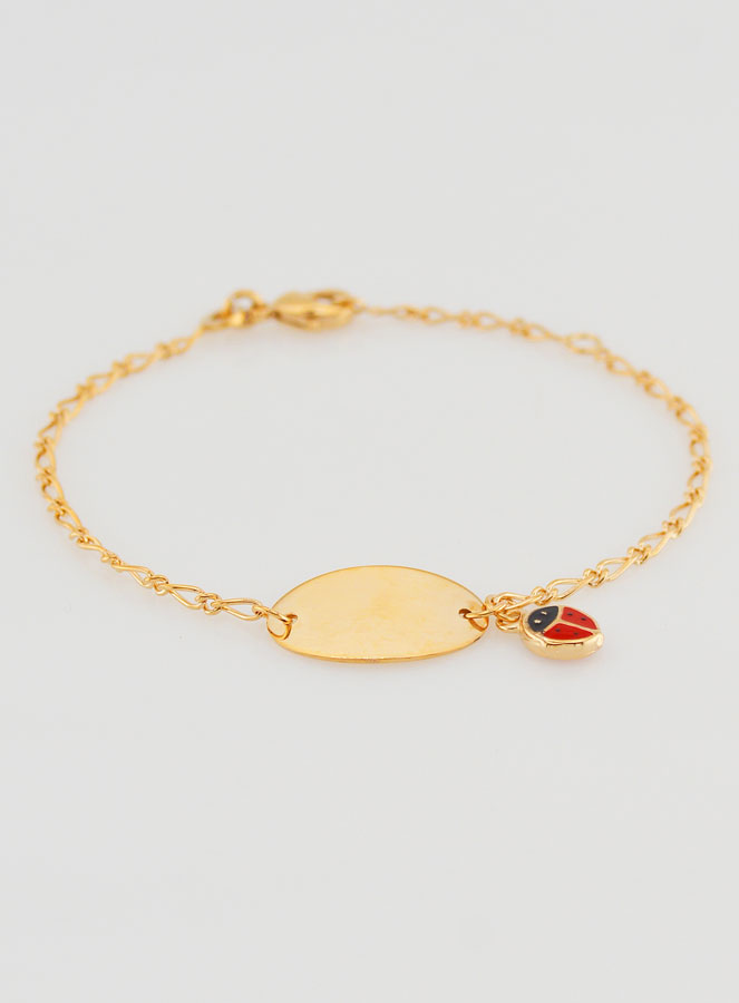 Pulseira de Batismo para Bebé Banhada a Ouro - Joaninha (pic 2)