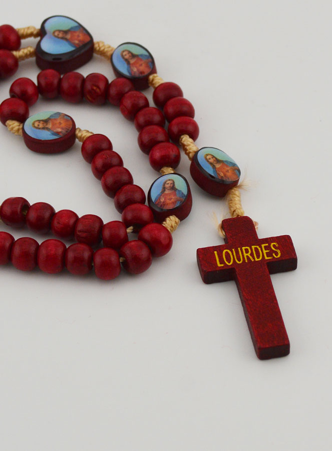 Rosario  de Madera del Sagrado Corazón de Jesús y Cuerda (pic 3)