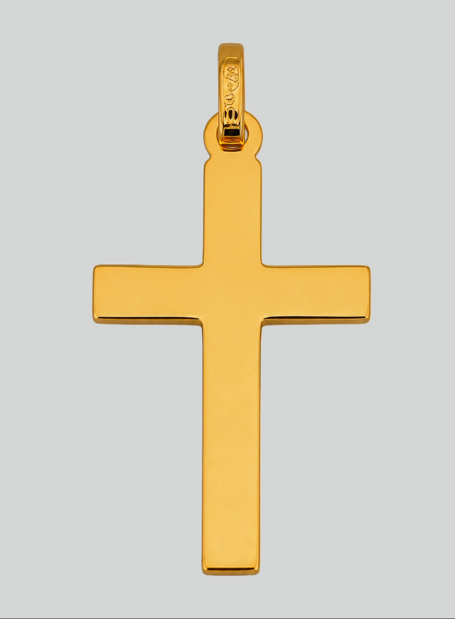 Colgante Cruz Hilo Plano Oro Amarillo Macizo (pic 3)