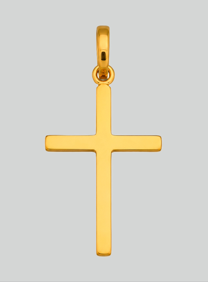 Pingente Cruz Estriada em Ouro Amarelo Maciço (pic 3)
