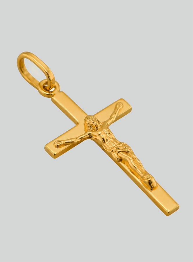 Colgante Cruz de Cristo Oro Amarillo Macizo (pic 2)