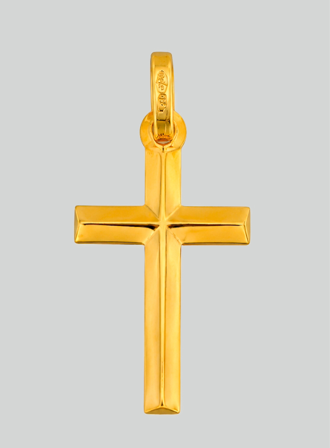 Colgante Cruz Hilo Relieve de Oro Amarillo Macizo (pic 3)