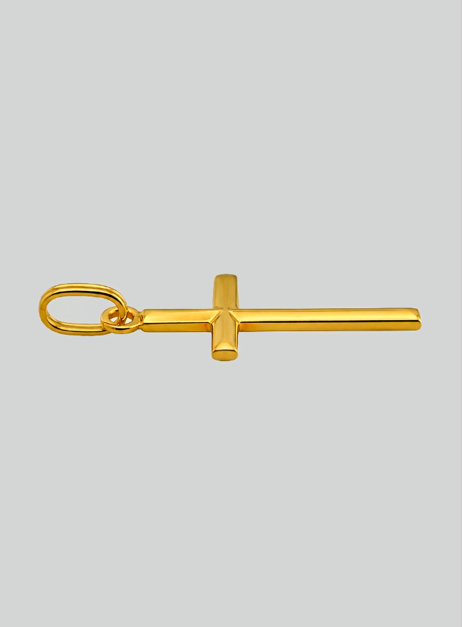 Colgante Cruz Hilo Relieve de Oro Amarillo Macizo (pic 4)