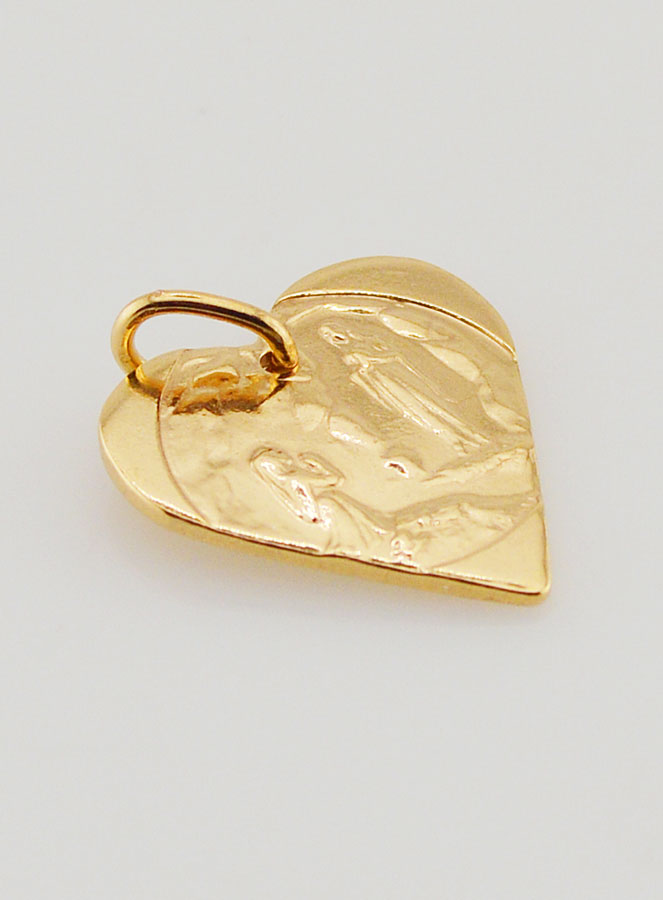 Medalha Coração Nossa Senhora de Lourdes Dourada Ouro 24 Quilates (pic 3)