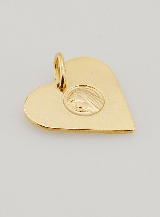 Medalha Coração Nossa Senhora de Lourdes Dourada Ouro 24 Quilates (pic 4)