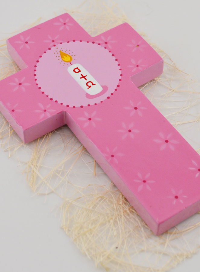 Cruz Infantil de Cirio Alfa Omega - Rosa (pic 3)