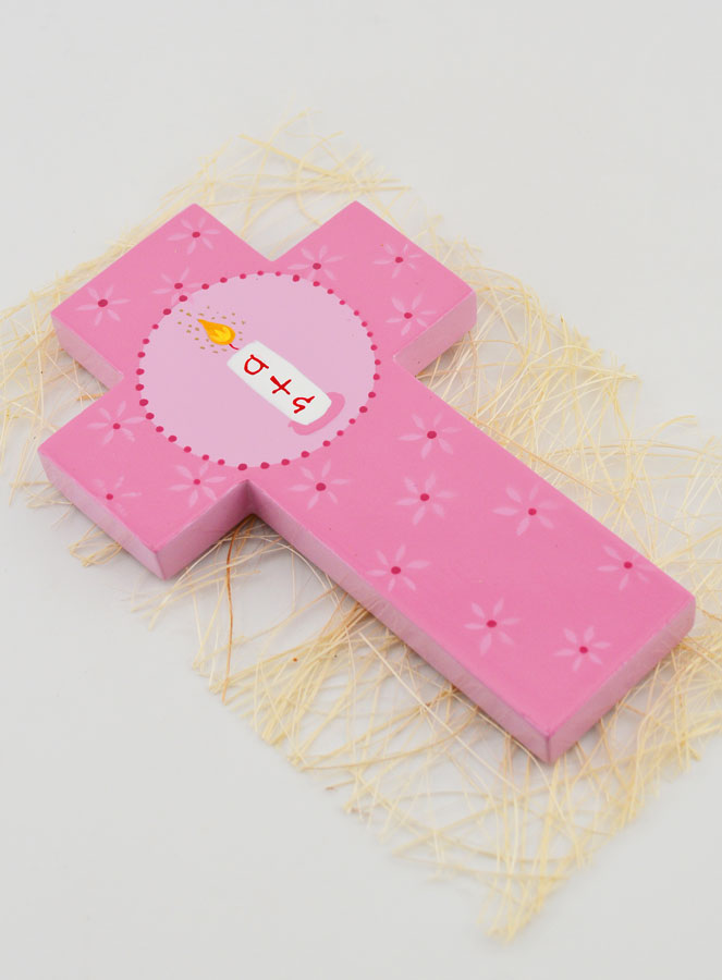 Cruz Infantil Vela de Batismo - Rosa (pic 3)