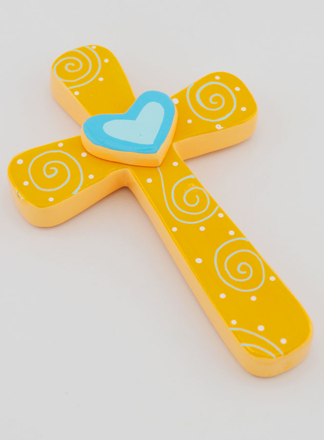 Cruz de Niño Naranja y Corazón Azul - 15cms (pic 3)