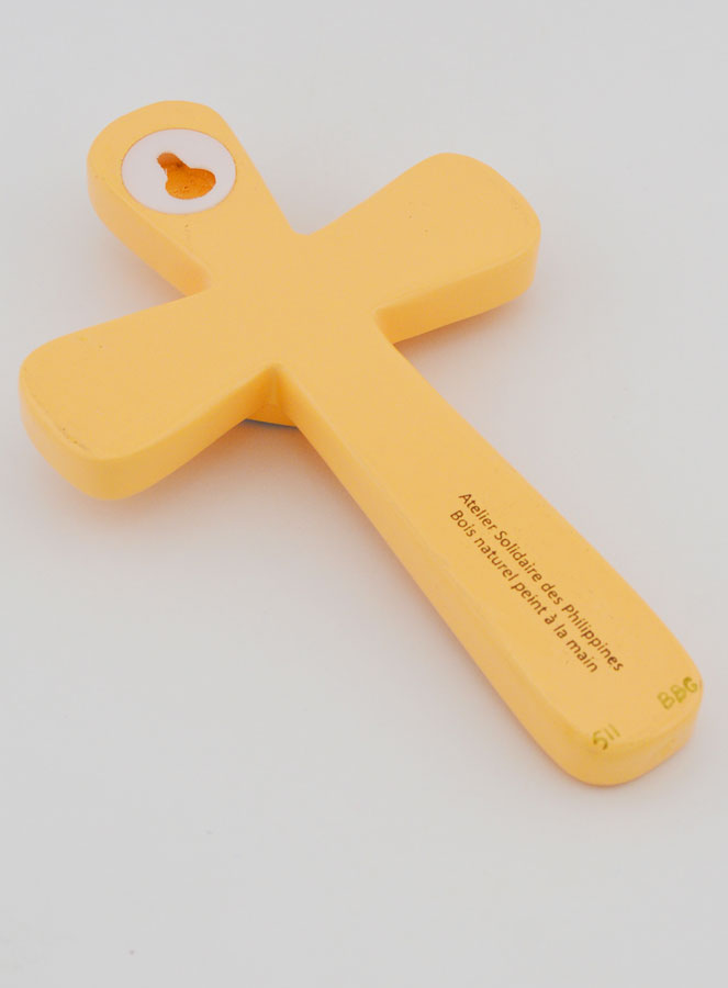 Cruz de Niño Naranja y Corazón Azul - 15cms (pic 4)