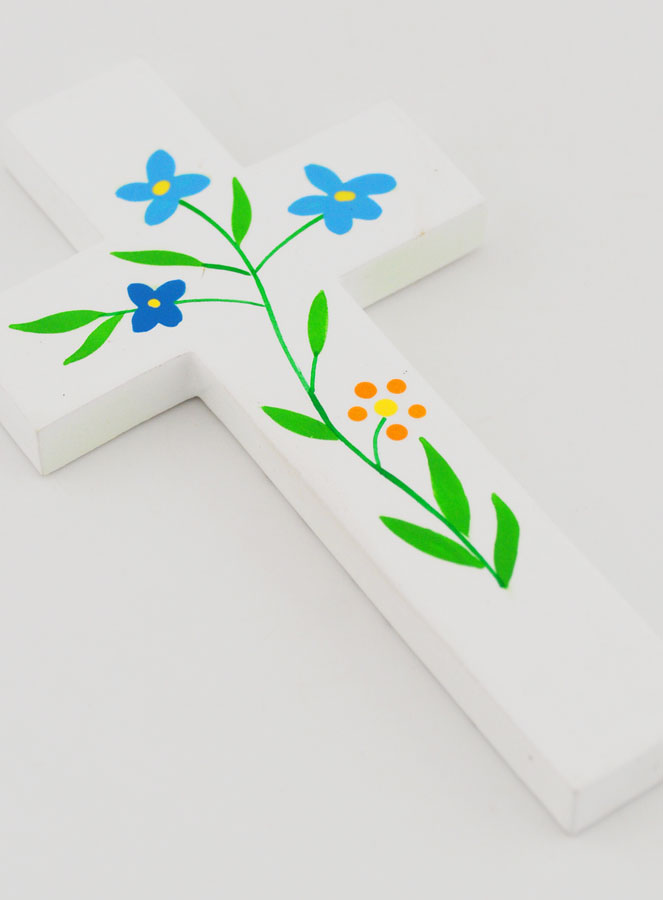 Cruz Infantil de Madera - Sol y Flores (pic 3)