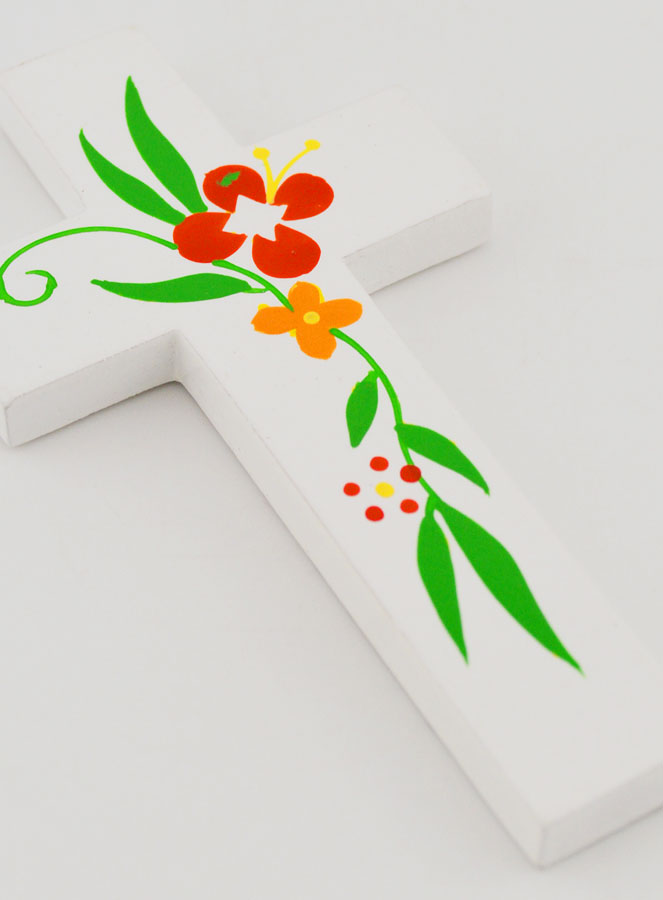 Cruz Infantil de Madera - Flores de Primavera (pic 3)