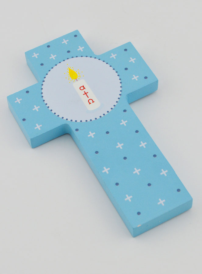 Cruz de Madeira Círio Alfa & Ómega - Azul (pic 3)