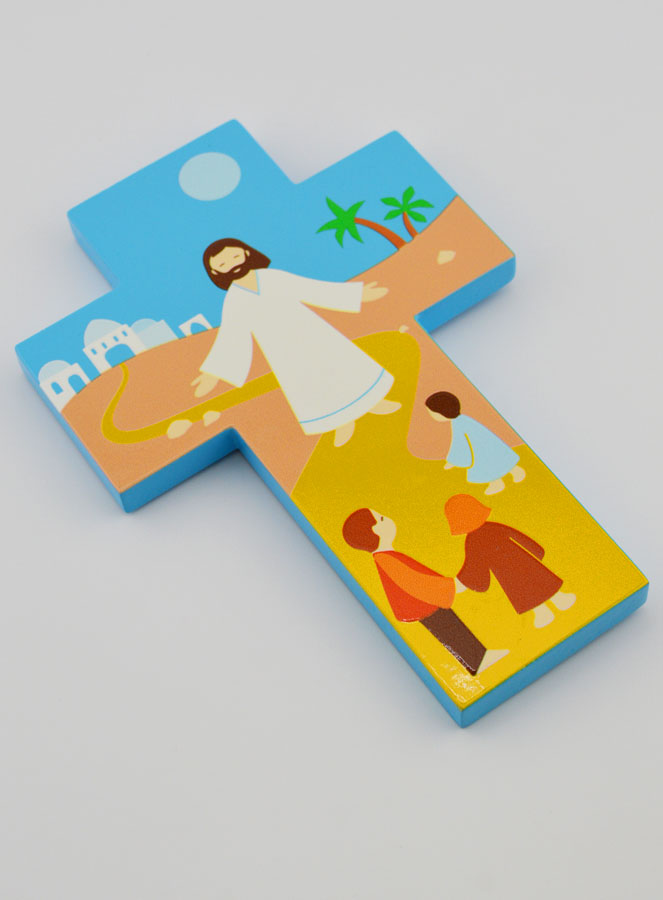 Cruz Infantil de Madera - Jesucristo y los Niños (pic 3)