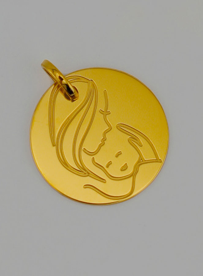 Medalla de Bautismo Virgen y Niño Jesús en Oro (pic 2)