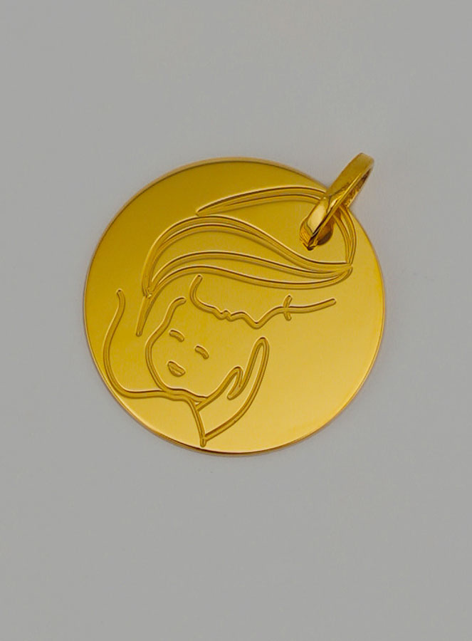 Medalla de Bautismo Virgen y Niño Jesús en Oro (pic 3)