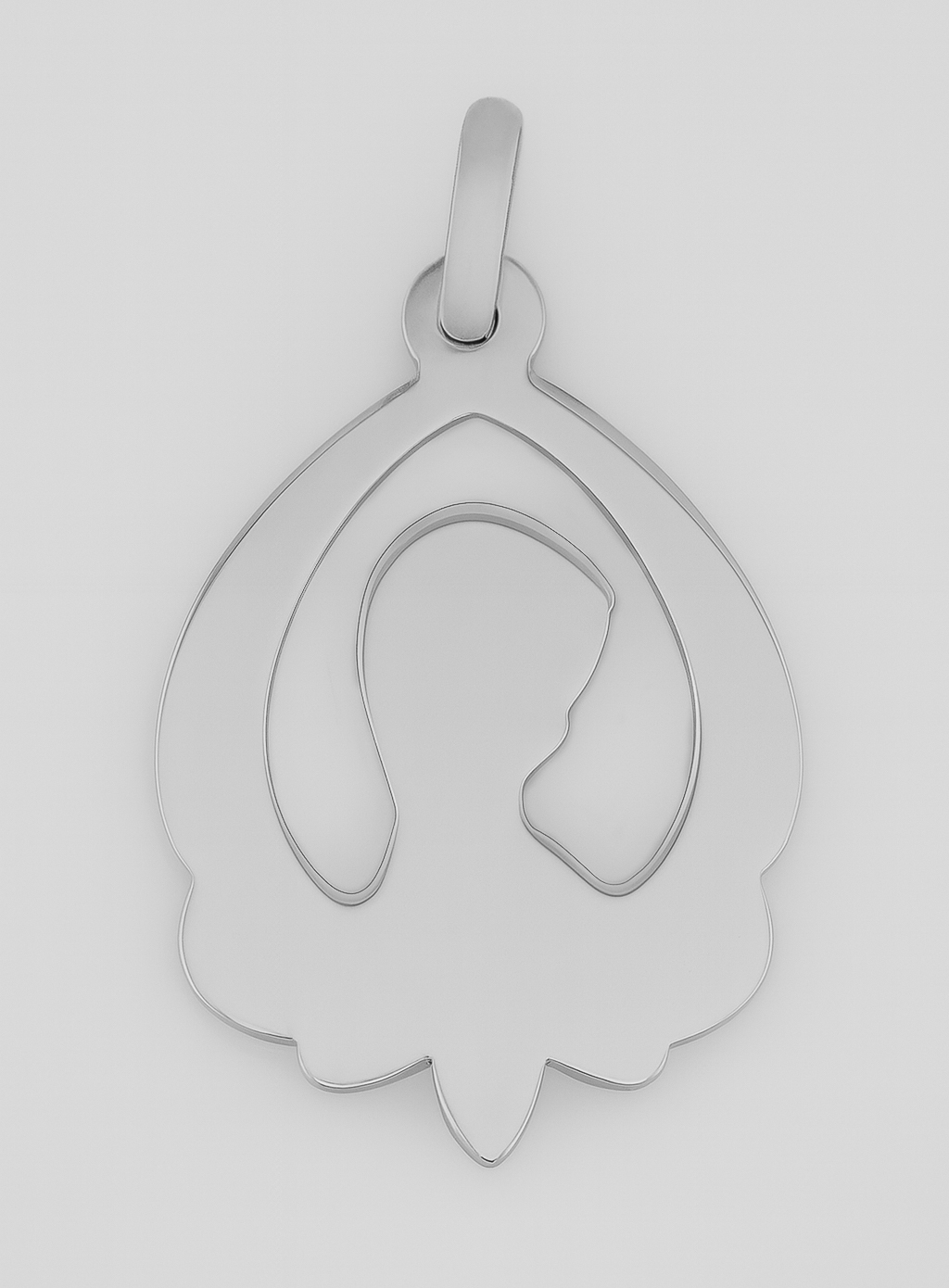 Medalha Virgem com Véu Vazada em Prata Maciça (pic 2)