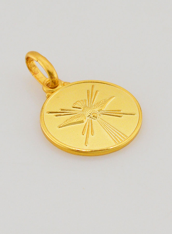 Medalha de Confirmação Pomba do Espírito Santo Banhada a Ouro (pic 3)