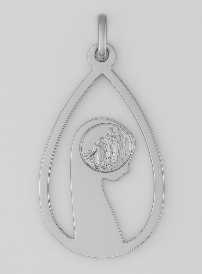 Medalla Perfil de la Santa Virgen María - Perforado - Plata 925/1000 (pic 3)