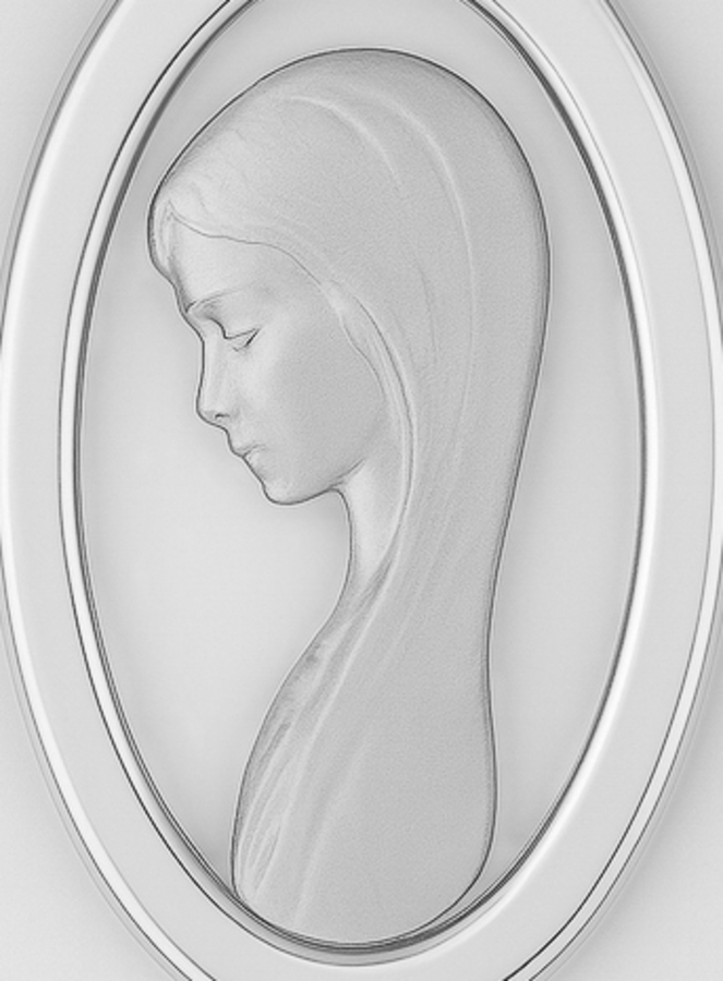 Medalla Perfil de la Virgen María - Perforada - Plata 925/1000, (pic 2)