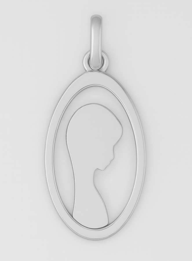 Medalla Perfil de la Virgen María - Perforada - Plata 925/1000, (pic 3)