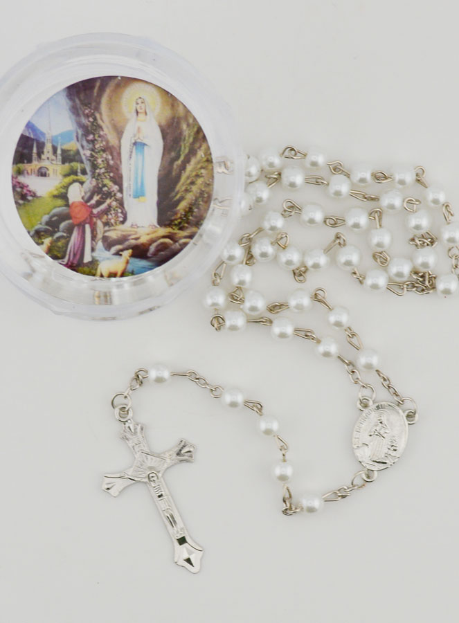 Rosario de Cuentas de Perlas en Nácar Blanco (pic 4)