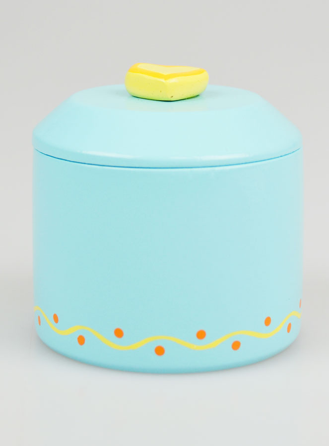 Caixa de Terço em Madeira - Azul e Coração Amarelo (pic 4)