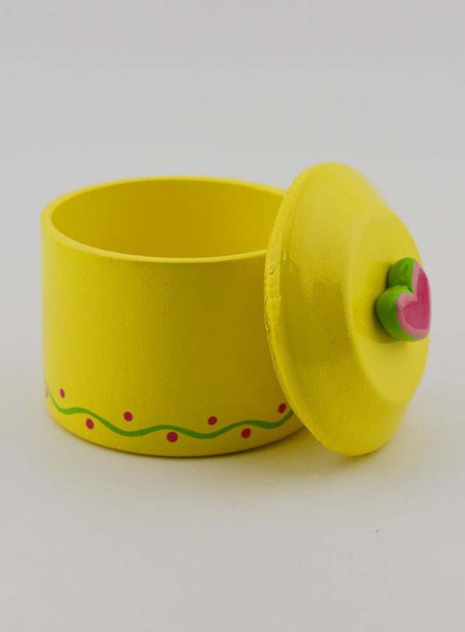 Caja para Rosario de Madera - Amarillo y Corazón Rosa (pic 4)