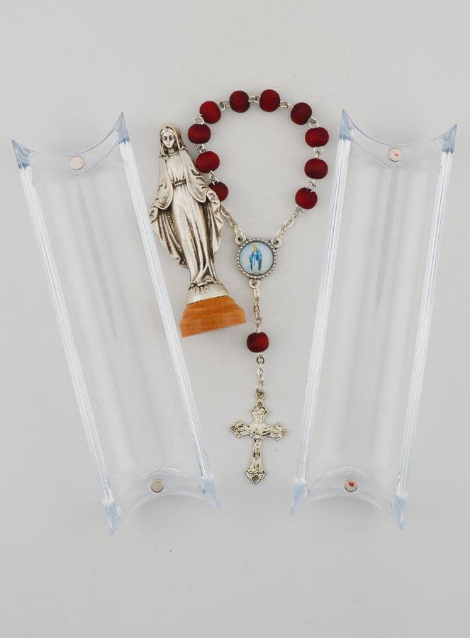 Estatua de la Virgen Milagrosa en la Base y su Decenario en Palo de Rosa (pic 4)