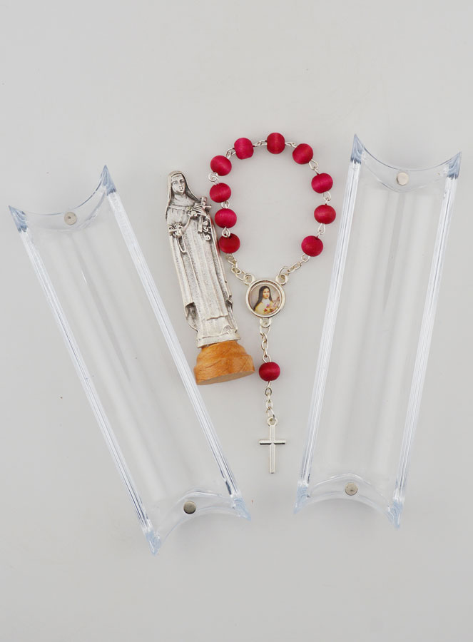 Estatua de Santa Rita en una base y su Decenario en Palo de Rosa (pic 4)