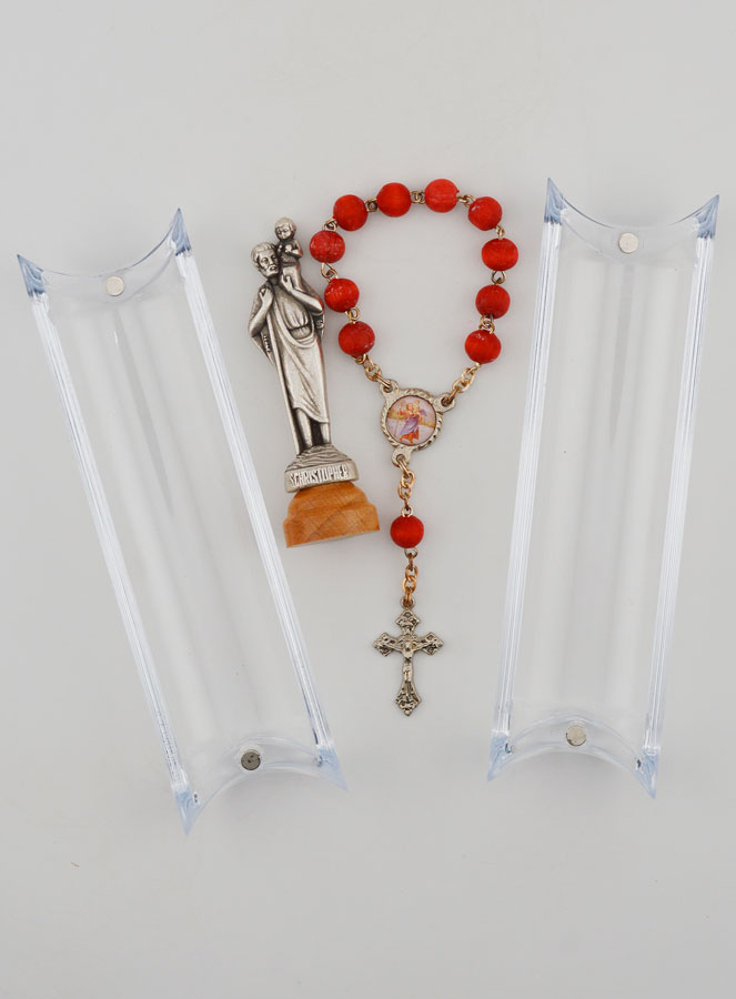 Estatua de San Cristóbal en la Base y su Decenario en Palo de Rosa (pic 4)