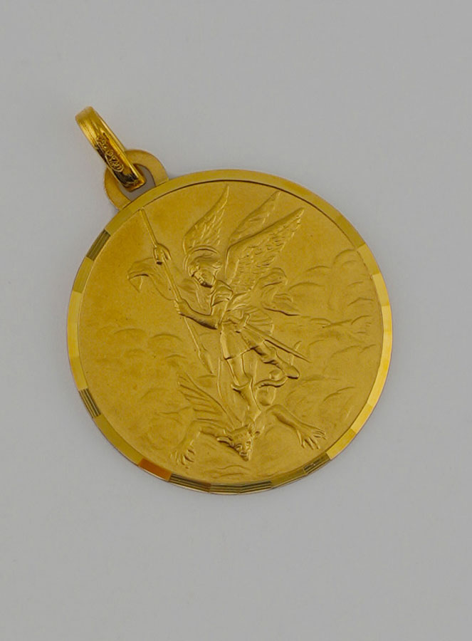 Medalla de San Miguel Arcángel en Oro Macizo de 18 Quilates - 12 mm (pic 2)