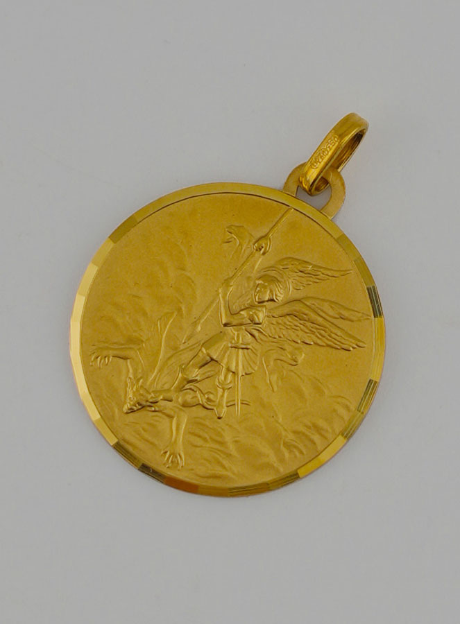 Medalla de San Miguel Arcángel en Oro Macizo de 18 Quilates - 12 mm (pic 3)