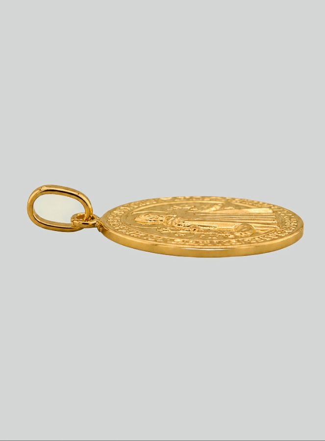 Medalla de San Benito en Oro Macizo de 18 Quilates - 16 mm (pic 4)