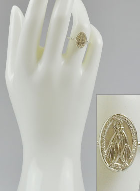 Anillo de la Medalla Virgen Milagrosa 18mm Plata 925/1000 La