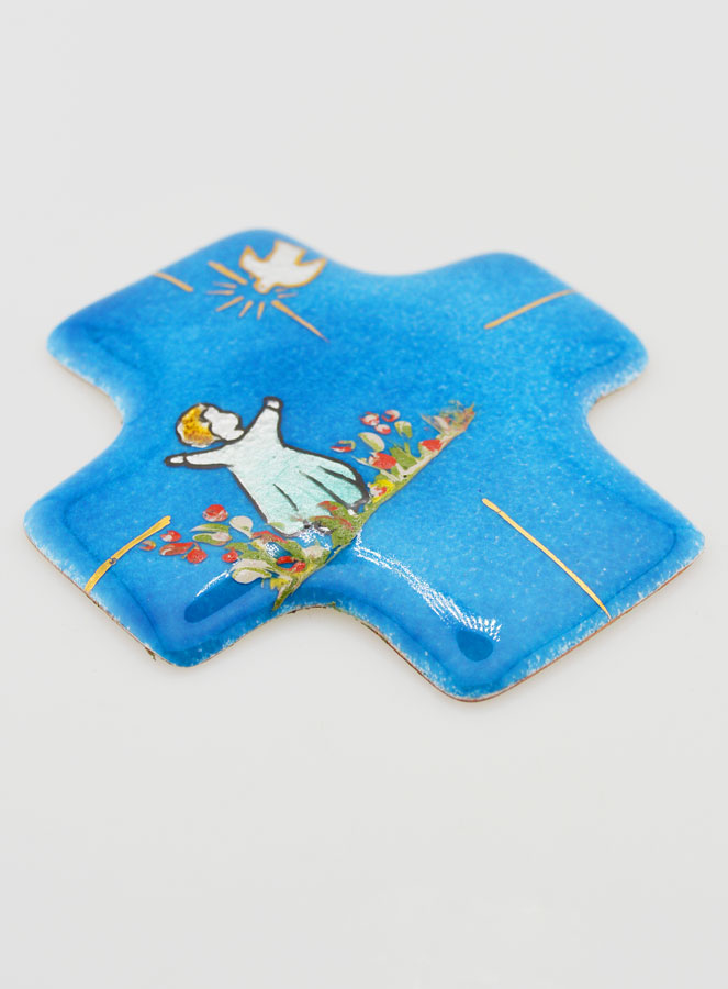 Cruz de Jardín del Espíritu Santo Turquesa en Esmalte Libanes (pic 3)