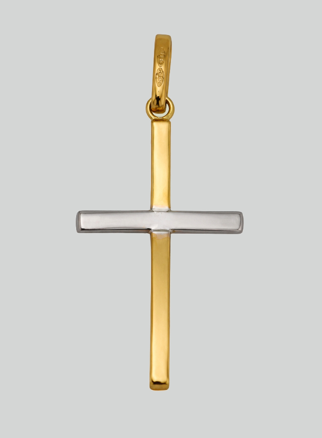 Pingente Cruz de Cristo Ouro Amarelo & Ouro Branco - 25 mm - Ouro Maciço 18 Quilates (pic 3)