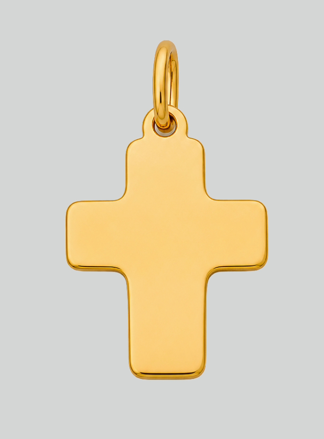 Colgante de Cruz Clásica - 15 mm - Oro macizo de 18 Quilates (pic 3)