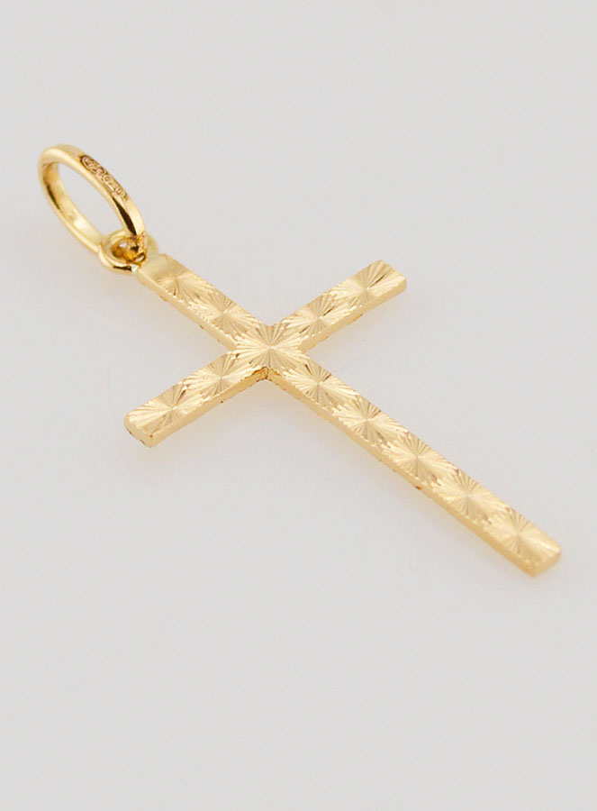 Colgante Clásico de Cruz de Diamantes - 27 mm - Oro Macizo de 18 quilates (pic 2)