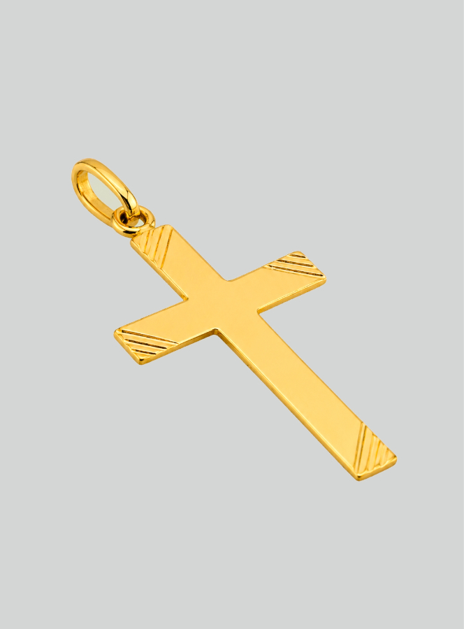 Colgante Clásico de Cruz de Diamantes - 22 mm - Oro macizo de 18 quilates (pic 2)